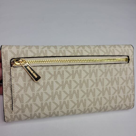 NWT Michael Kors TriFold Wallet Jet Set Travel Vanilla Brown NEW - Picture 5 of 13